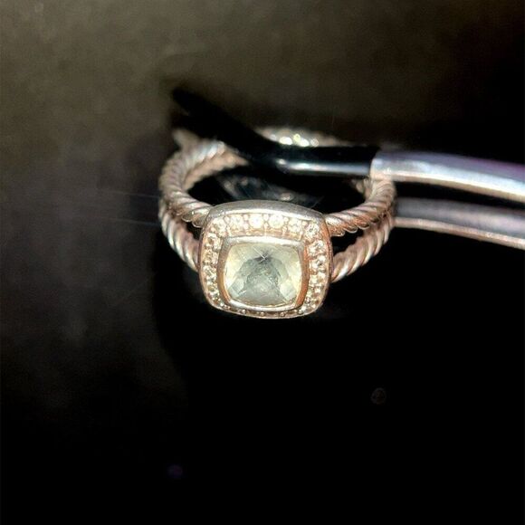D.Y. 925 Prasiolite/Diamonds Albion Ring - Picture 5 of 12